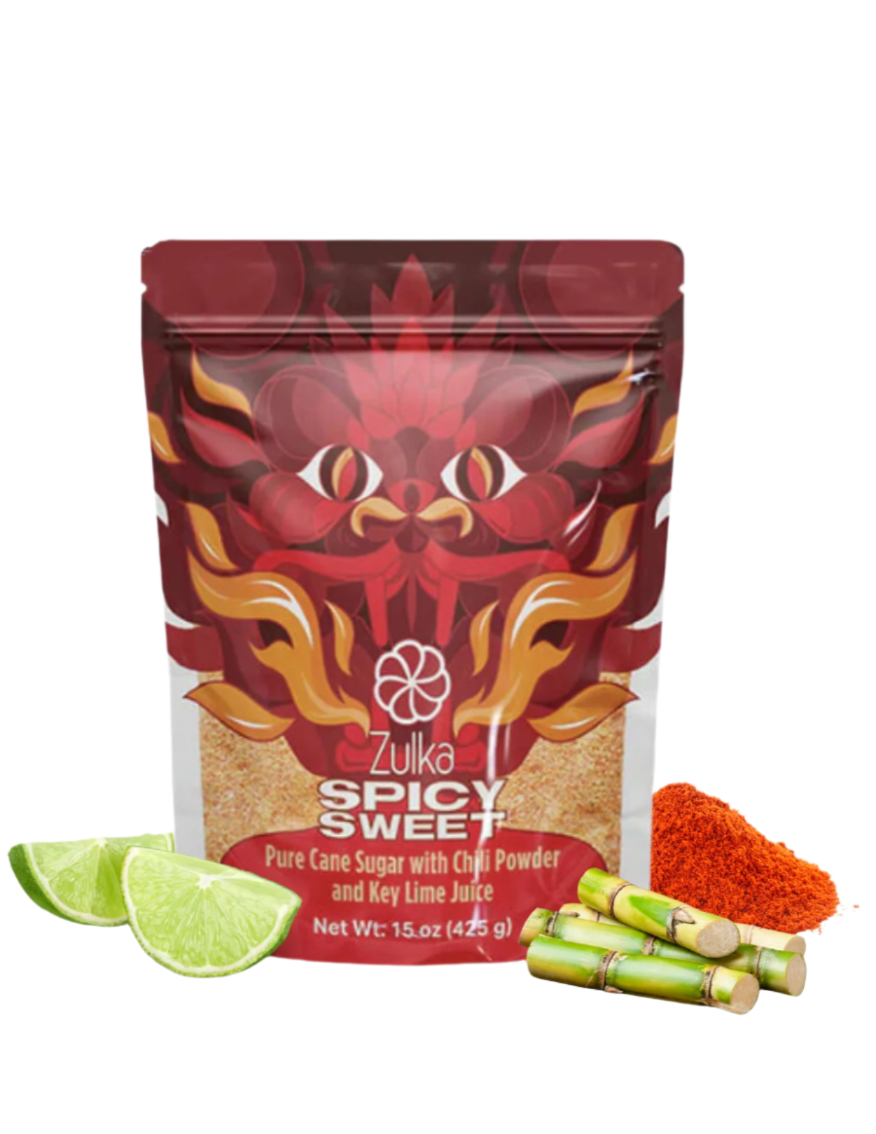 Zulka Spicy Sweet, Pure Cane Sugar with Chili Powder and Key Lime Juice, 15oz